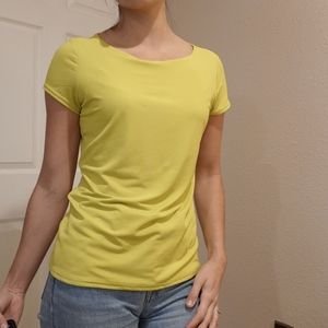 Yellow-Green Business Casual Boat Neck Blouse Sz M